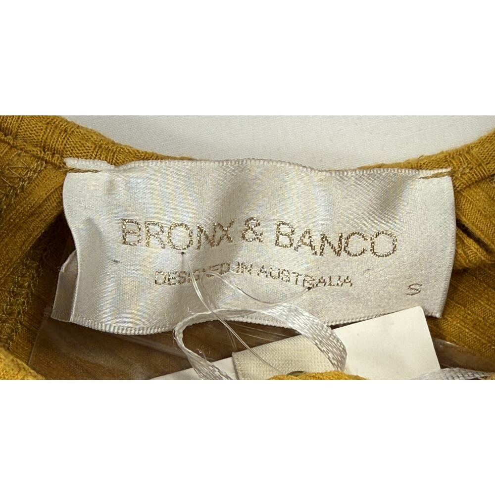 NWT Bronx and Banco Amara Linen-Blend Cutout Maxi Dress Mustard Yellow Sz S - Picture 3 of 8
